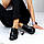 36 39 41 р. Жіночі весняні туфлі на шнурівці чорного кольору, натуральна шкіра флотар, фото 2