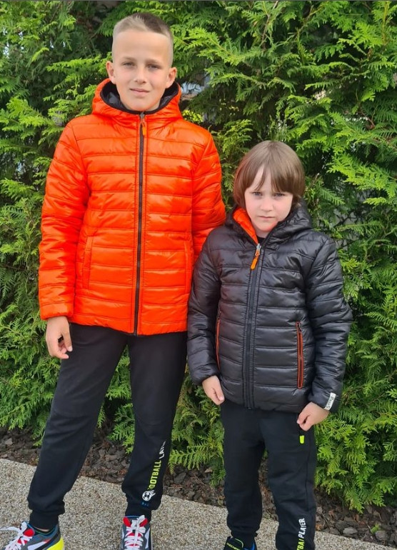 Демісезонна Двостороння куртка "ДЖЕК", для хлопчика, чорна з помаранчевим, від 116-122см до 158-164см