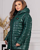 Женская куртка демисезонная весна на синтепоне больших размеров 48-50; 52-54; 56-58; 60-62 зеленая