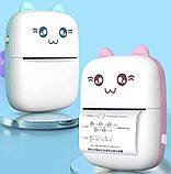 Термопринтер дитячий бездротовий Cat Ears 8499, біло-рожевий, фото 5