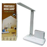 Лампа настільна Portable Desk Lamp BL-3301 9068 з органайзером, біла, фото 6