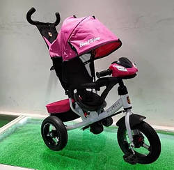 Дитячий триколісний велосипед з ручкою для батьків рожевий