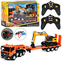 Будтехніки 1319 радіокер.2.4G (пульт 2шт), набір ігровий, 2шт (трейлер, екскав.), акумулятор, USB, 2 кольори, кор.