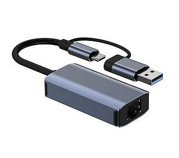 Мережева карта Deepfox-2207 USB Type C/Type A RJ45 Gigabit Ethernet LAN адаптер мережевий 1000 Мбіт/с