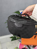 Женская сумка бананка Louis Vuitton Поясная женская сумочка Луи Витон Черная клетка бананка Луи Виттон Черная клетка