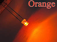Светодиод яркий оранжевый 3мм (плоская шляпка 120-140 градусов) 2,2 В