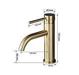 Змішувач для умивальника FUTURA RIMO BRUSHED GOLD Матовое золото, фото 5
