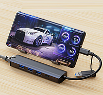 Док-станція Deepfox-2208TU 5 в 2 USB Type-C/Type-A концентратор 5 портів Мережева карта RJ45 Ethernet LAN адаптер 1000 Мбит/с, фото 4