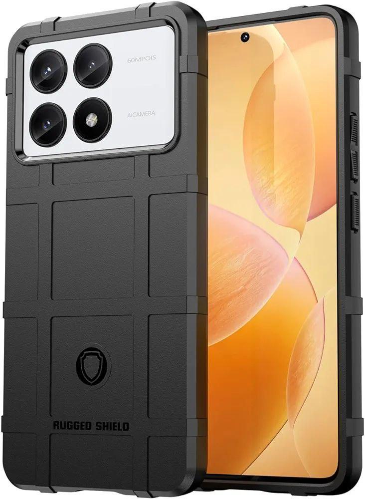 Протиударний чохол бампер Rugged Shield для Poco X6 Pro 5g чорний гумовий