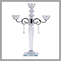 Свічник канделябр скляний на три свічки 41 см Скляні свічники Декоративний настільний свічник