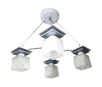 Підвісна люстра на 4 плафона  для великої кухні, дитячої, спальні Данко/4 біло-сіра