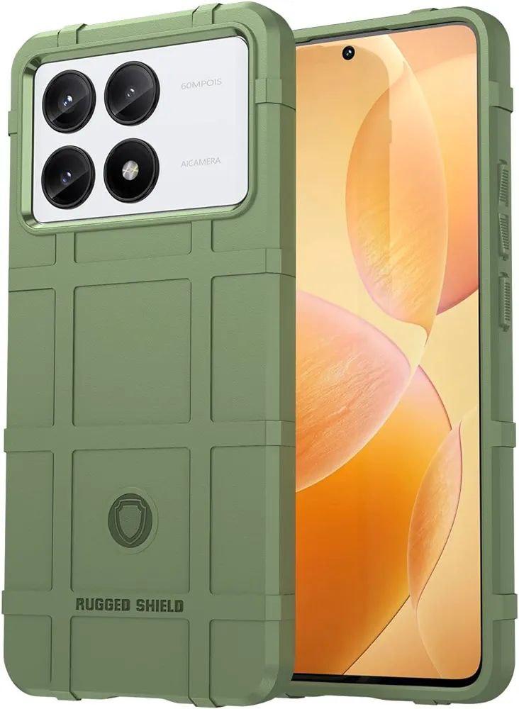 Протиударний чохол бампер Rugged Shield для Poco X6 Pro 5g зелений гумовий