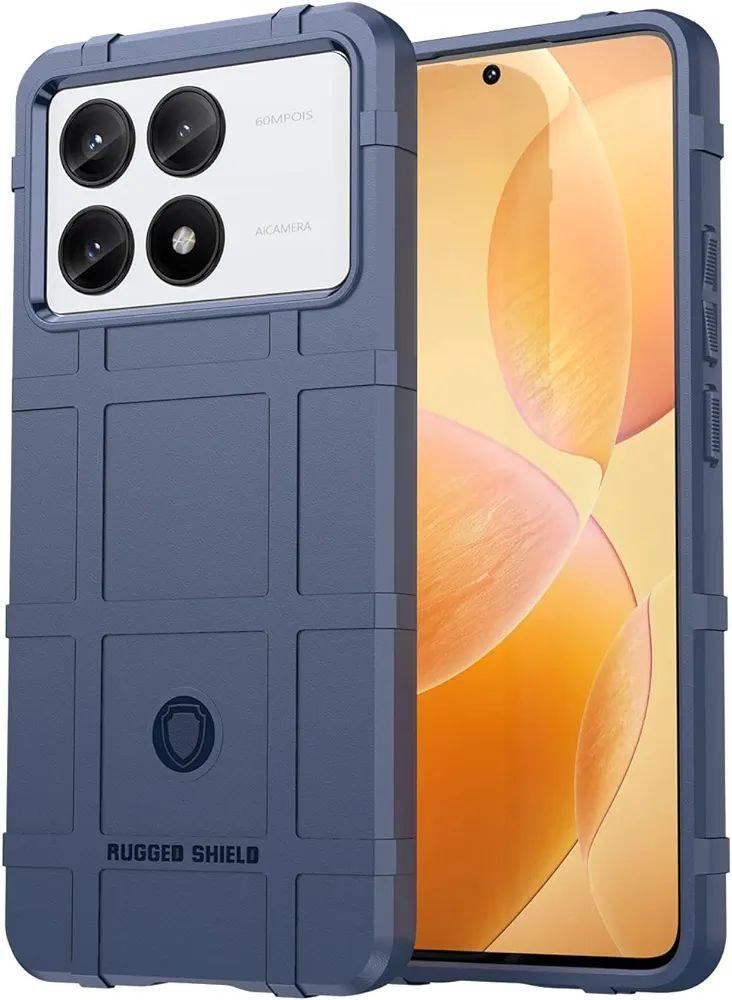 Протиударний чохол бампер Rugged Shield для Poco X6 Pro 5g синій гумовий