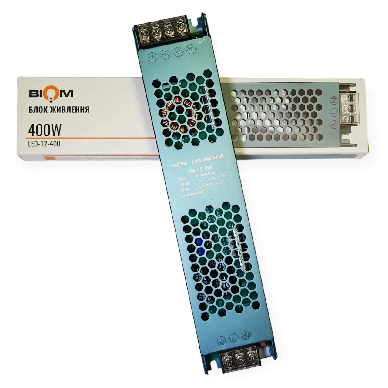 Блок живлення 12V 400W 33А IP20 BIOM LED-400-12, фото 1