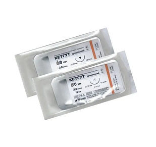 Шовний матеріал КЕТГУТ хромований 5/0 ріжучий