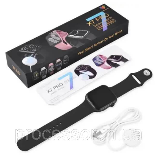 Розумний смарт годинник Smart watch S7 black чорний з вологозахистом IP62 вбудованим GPS і датчиком серцевого ритму, фото 1