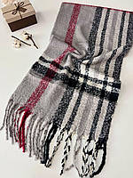 Теплий м'який шарф з бахромою в клітку для чоловіків і жінок