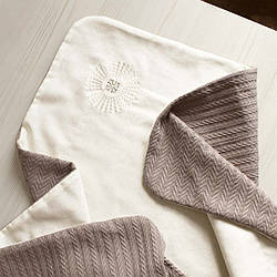 Бавовняна крижма-плед для хрестин кавова косичка