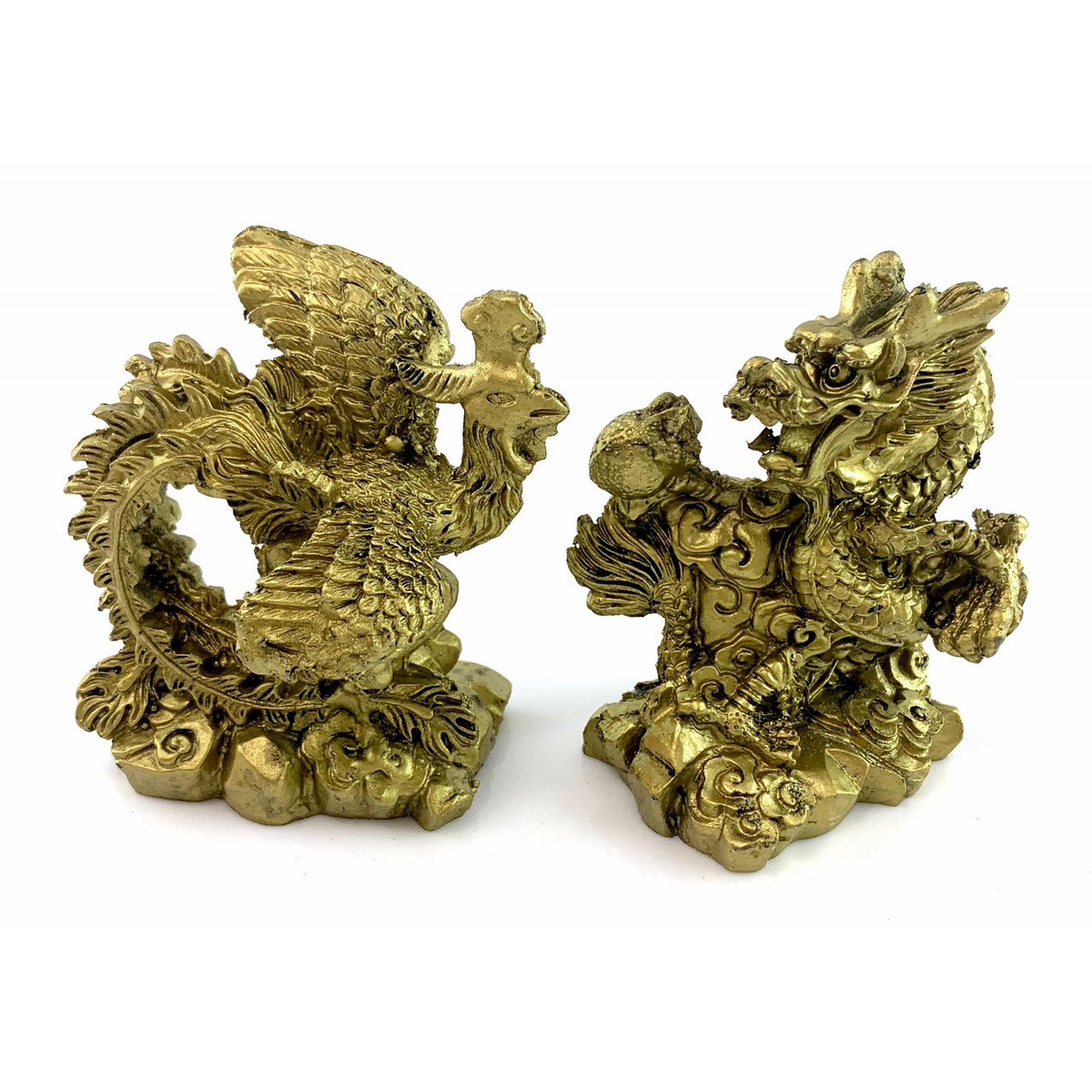 Декоративна статуетка сувенір Дракон і Фенікс із кам'яної крихти, фото 1