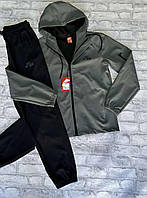 Спортивный костюм мужской Nike Air с капюшоном (ткань интерлок , брюки с манжетом) темно-серый с черным