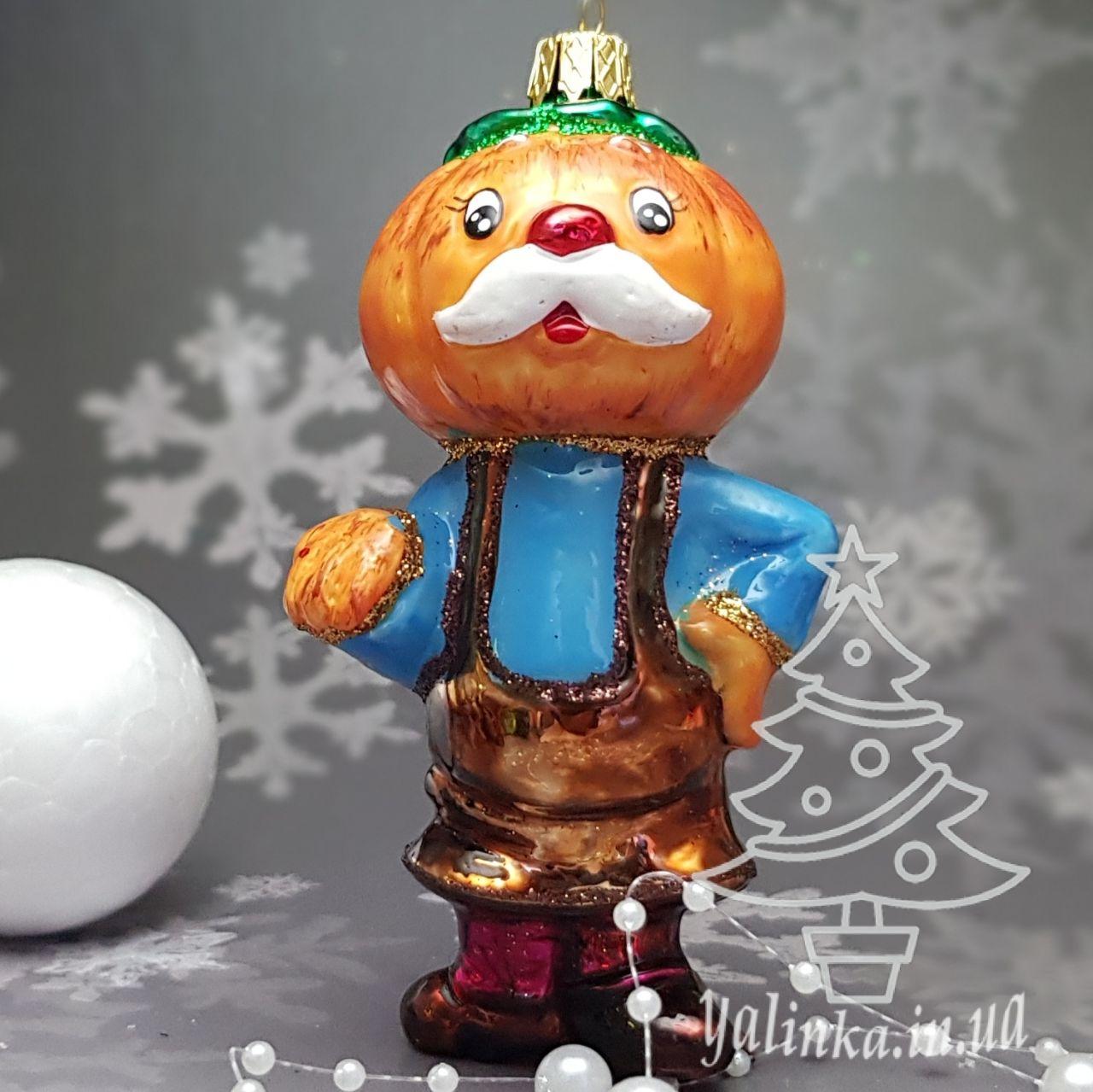 Скляна ялинкова іграшка Гарбуз із набору Чиполліно Snegka Poland 10 см підходить до колекції Irena.