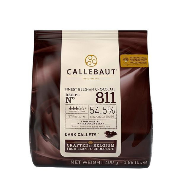 Шоколад Callebaut №811 54,5% бельгійський чорний у формі калет 400 г - фото 1 - id-p2123829864