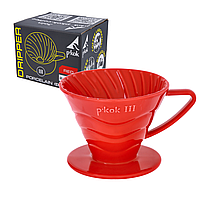 Пуровер Pkok V60 03 керамічний червоний (на 2-6 чашки) воронка (дріпер, харіо) для заварювання кави