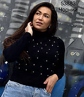 Теплый вязаный свитер черного цвета, размер универсал 42/46