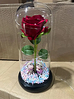 Роза в колбе с LED подсветкой красная в подарочной упаковке