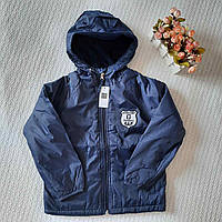 Куртка для мальчика на флисе Флисовые детские куртки-ветровки Ветровка плащевка детская синяя