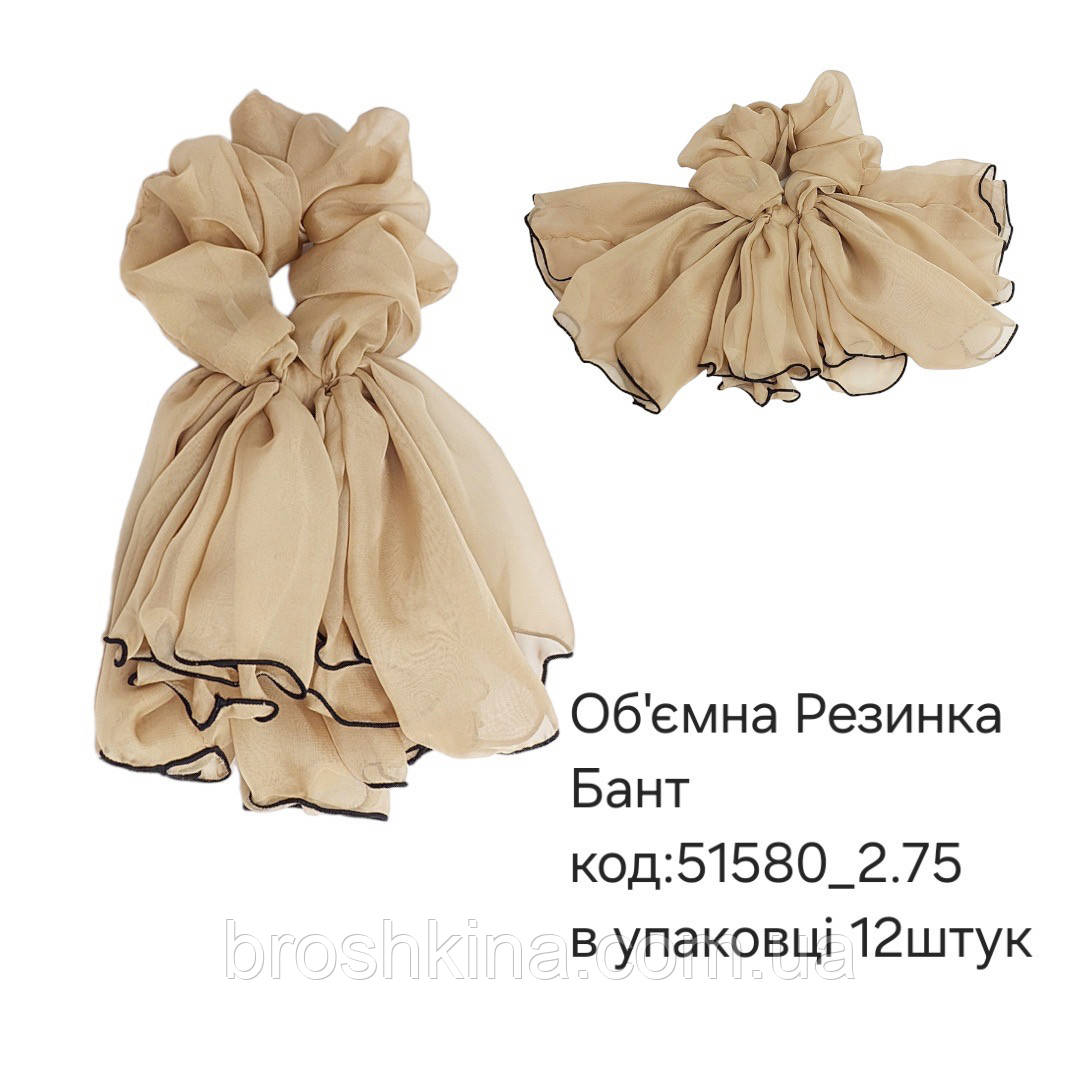 Об'ємна гумка шифон БАНТ СВЕТЛО-БЕБЕВИЙ, фото 1