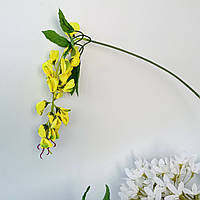 Искусственные цветы Ветка глицинии, желтая 60 см.