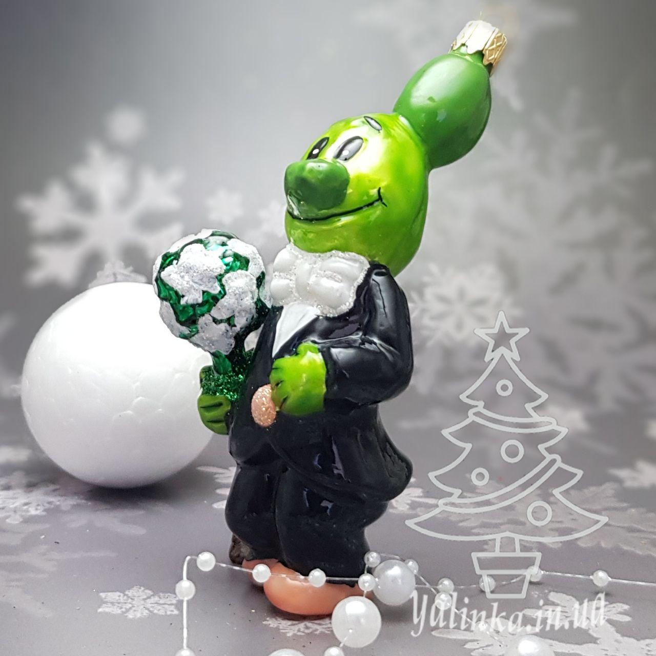 Скляна ялинкова іграшка Кактус із набору Чиполліно Snegka Poland 10 см підходить до колекції Irena.