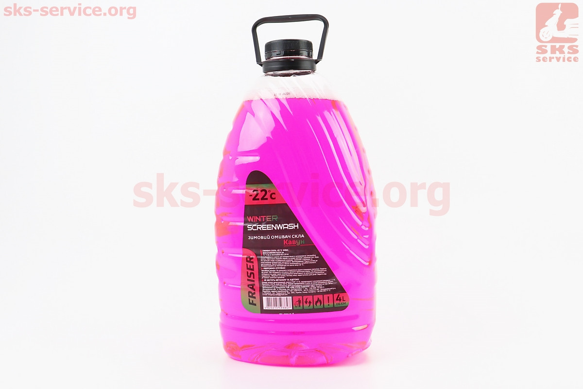 Рідина для очищення скла -22°С (в бачок омивача) "Кавун", рожева 4L, МОТОХІМІЯ, Код - 304644