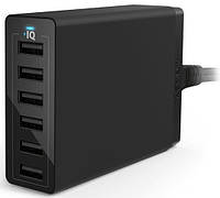 Сетевое зарядное устройство Anker PowerPort 6 - 60W 6-port USB Power IQ USA cord Black