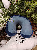 Дорожная Подушка LSM для путешествий подушка в дорогу 30х28х12 темно синяя (195-24)