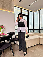 Женский деловой костюм тройка блузка+топ+штаны, Мод 3170