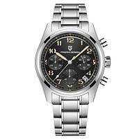 Кварцовий водонепроникний (100м) годинник з хронографом Pagani Design PD-1773 Silver-Black