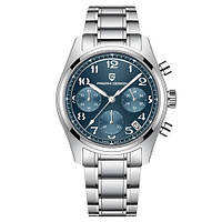 Кварцовий водонепроникний (100м) годинник з хронографом Pagani Design PD-1773 Silver-Blue