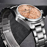 Кварцовий водонепроникний (100м) годинник з хронографом Pagani Design PD-1773 Silver-Pink, фото 4