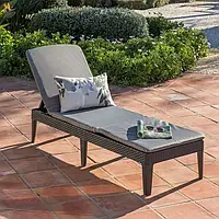 Шезлонг Allibert Jaipur Sun Lounger with Cushion с матрасом графит