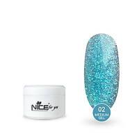 Гель для нарощування Medium gel Nice for you №02 Green зелений з шимером 30 г