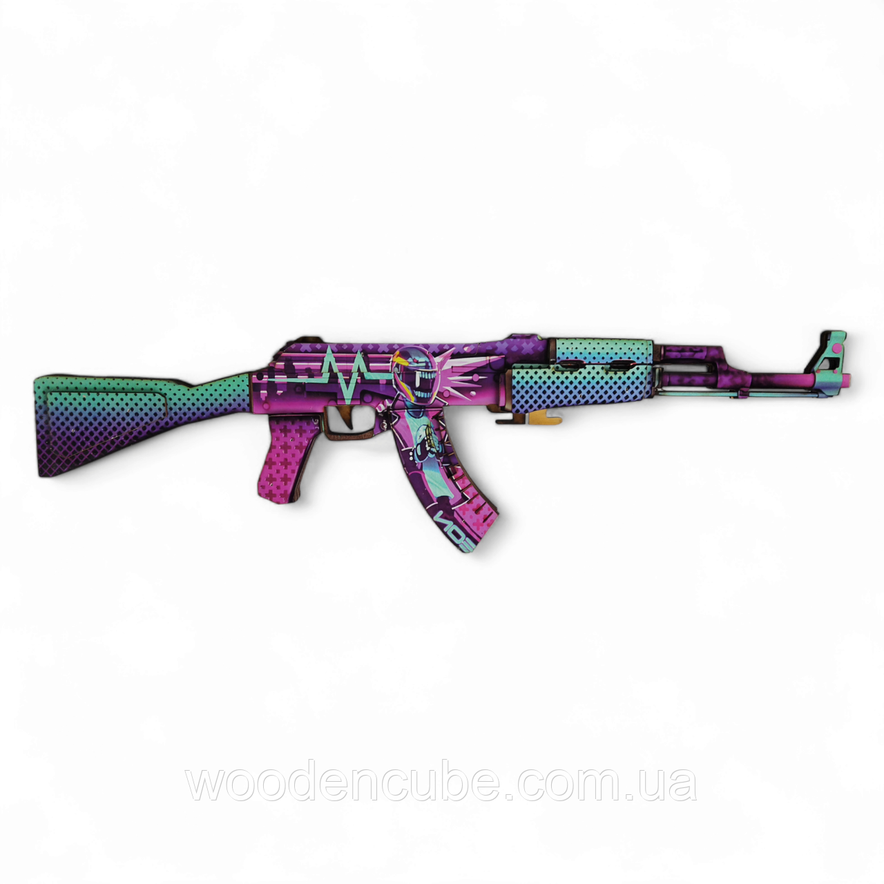 Автомат резинкострел АК 47 Неоновый Гонщик из CS2 StandOff 2 Из Фанеры ...