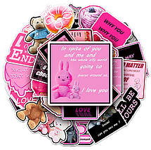 Набір вінілових наклейок стикерів Стикерпак Рожевий Стиль Стікербомбінг на авто телефон 50 шт., фото 2