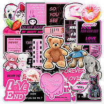 Набір вінілових наклейок стикерів Стикерпак Рожевий Стиль Стікербомбінг на авто телефон 50 шт., фото 3