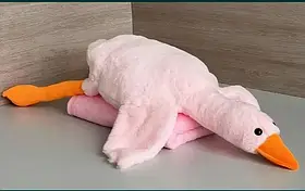 М'яка іграшка гусака обіймашка подушка 130 см Рожевий