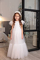Біла довга сукня на випускний в садочок. Розмір 110-128 Модель "Янгол" 116