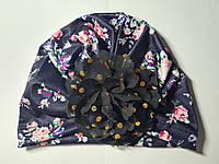 Хлопковая шапка-тюрбан для девочки весна-лето.