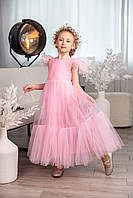 Рожева довга сукня на випускний в садочок. Розмір 110-128 Модель "Янгол" 122