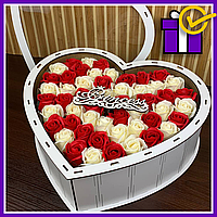 Сладкий подарочный набор с мыльными розами и конфетами на 8 марта, подарок для любимой маме или девушке